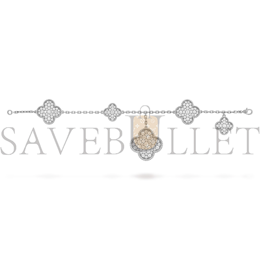 v*n cl*f  arpels magic alhambra bracelet, 5 motifs - white gold, Di*m*nd  vcarn9mq00